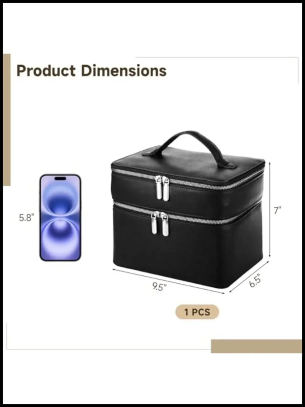 Large Capacity Cosmetic Organizer with Removable Liner, Waterproof PU Leather,